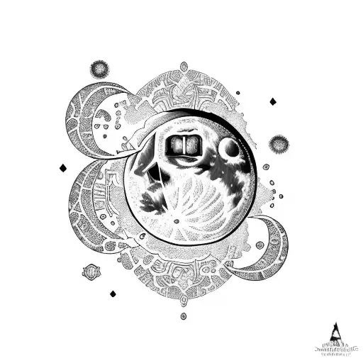 moon & crystals tattoo design idea