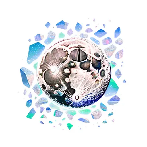 moon & crystals tattoo design idea
