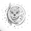 moon & crystals tattoo design idea