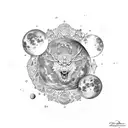 moon & crystals tattoo design idea