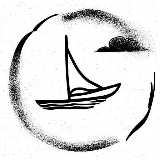 "catch the wind" script with a simple sailing boat tattoo design idea