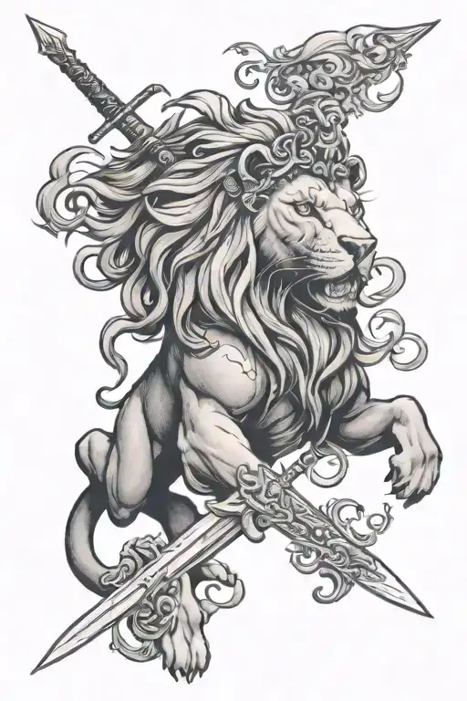 lion head , angle , knight holding sword , English rose . 11:11 clock  tattoo design idea