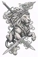 lion head , angle , knight holding sword , English rose . 11:11 clock  tattoo design idea
