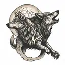 Alpha wolf with moon shining tattoo design idea