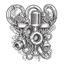 A graffiti-inspired design featuring a microphone and handcuffs intertwined, symbolizing the love for music and the gangster lifestyle tattoo design idea