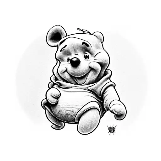 Winnie the Pooh wearing an ozzy osbourne shirt tattoo design idea