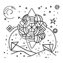 A minimalist tattoo design of a group of friends  under a starry night sky tattoo design idea