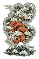 japanese clouds with blue linework illustration tattoo design idea