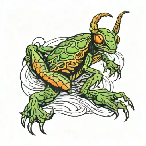 scorpion on top of frog   tattoo design idea