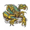 scorpion sat on top of frog   tattoo design idea