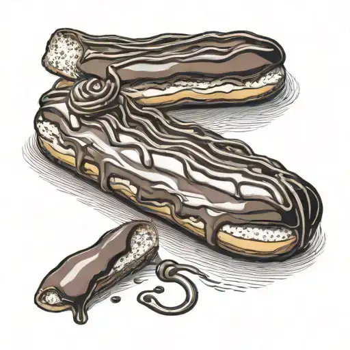 Eclair covered with chocolate glaze tattoo design idea