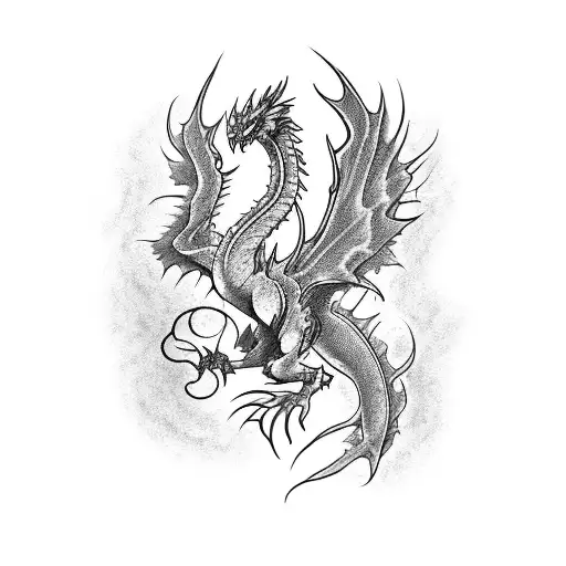 phoenix and the blue dragon tattoo design idea
