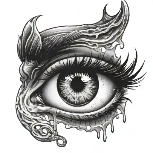 bleeding eye looking forward coiled tattoo design idea