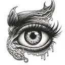 bleeding eye looking forward coiled tattoo design idea