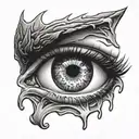 bleeding eye looking forward coiled tattoo design idea