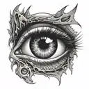 bleeding eye looking forward coiled tattoo design idea