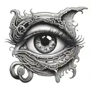 bleeding eye looking forward coiled tattoo design idea