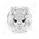 alpaca in beach wave tattoo design idea