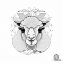 alpaca in beach wave tattoo design idea
