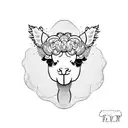 alpaca in beach wave tattoo design idea