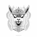 alpaca in beach wave tattoo design idea