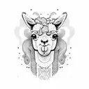 alpaca in beach wave tattoo design idea