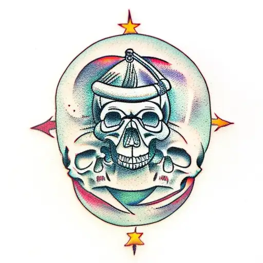 skull moon tattoo design idea