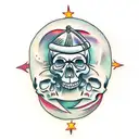 skull moon tattoo design idea