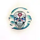 skull moon tattoo design idea