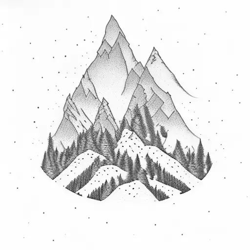 Winter mountain snowboard tattoo design idea
