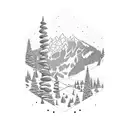 Winter mountain snowboard tattoo design idea