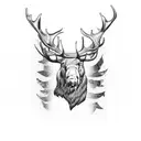 state of Maine with moose antlers  tattoo design idea