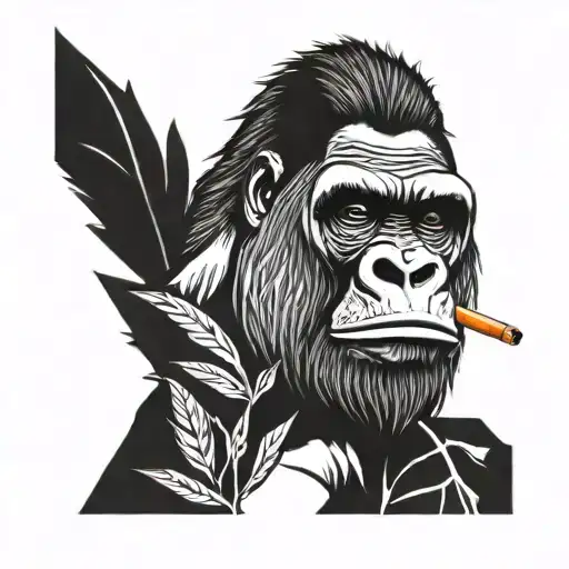 Gorilla smoking weed tattoo design idea