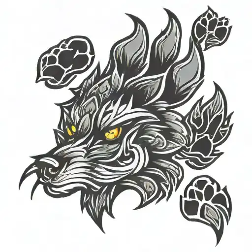 wolf paw print tattoo design idea