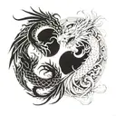 dragon and phoenix as yin yang symbol formed tattoo design idea
