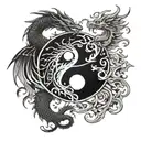 dragon and phoenix as yin yang symbol formed tattoo design idea