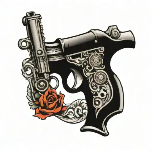 crossing pistols  tattoo design idea