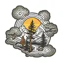 arizona white mountains, sun shining, pine trees tattoo design idea