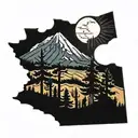 arizona white mountains, sun shining, pine trees tattoo design idea