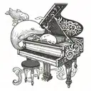 Beluga whale playing grand piano underwater tattoo design idea