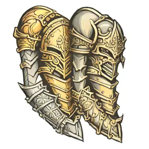 Medieval armor on arm sleeve tattoo design idea