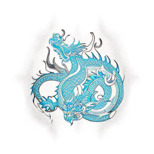 Lower neck tattoo, symbolizing rebirth, strength, and Hawaiin designs. subtle dragon and Ocean vibes tattoo design idea