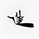 a tattoo design based on the creation of adam with the two hands but make the hand on the right hold a quill tattoo design idea