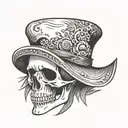 skull and rice hat tattoo design idea