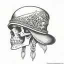 skull and rice hat tattoo design idea