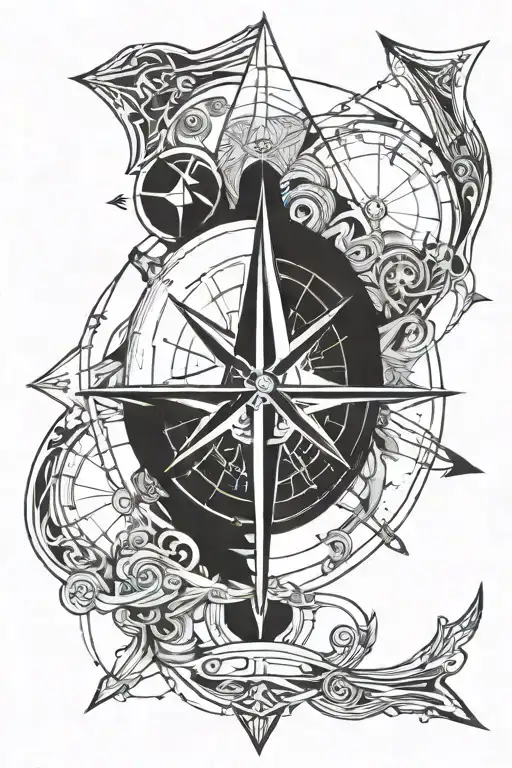 Arrow and compass design tattoo design idea