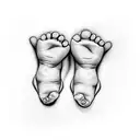 baby feet with the name Ember Maelynn tattoo design idea