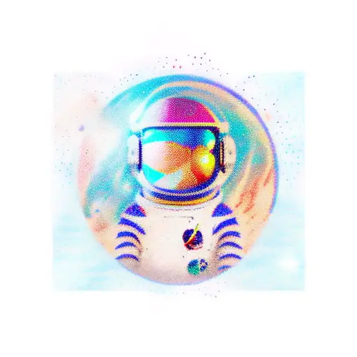 spaceman water hair tattoo design idea
