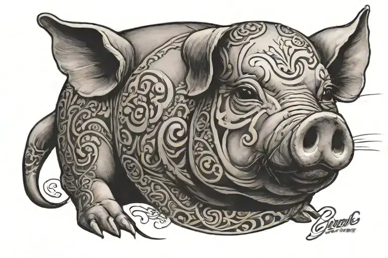 pig face made tattoo design idea