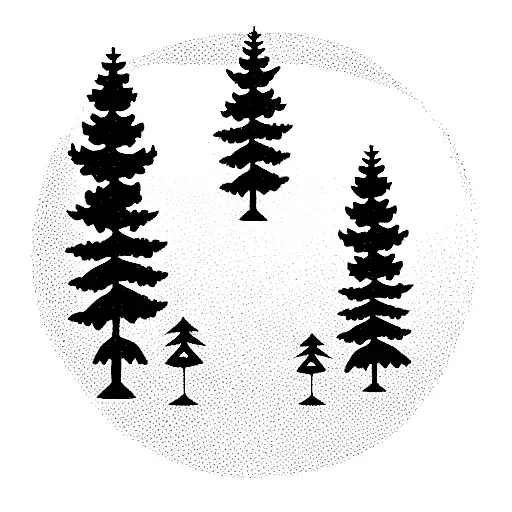 Pine Tree and blue whale tattoo design idea